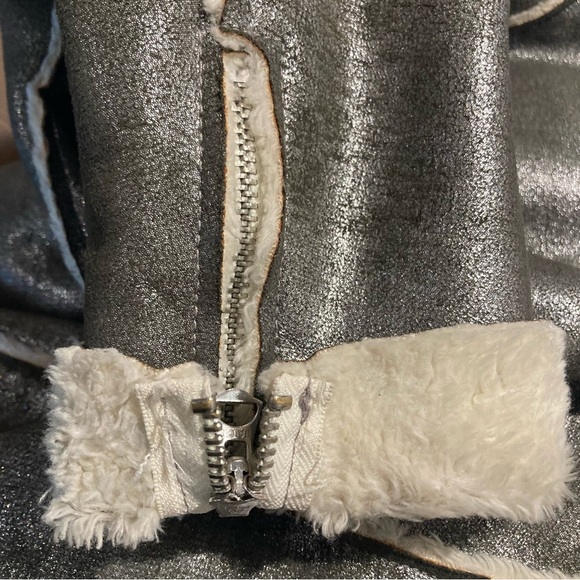 DENIM & SUPPLY Sz M Metallic Sherpa Lined Moto Style  Zipper Snap Closure Jacket - Picture 13 of 13